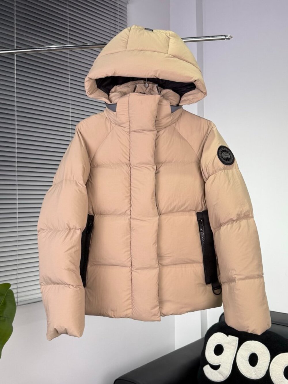 Canada Goose Women's Hooded Puffer Jacket in Beige